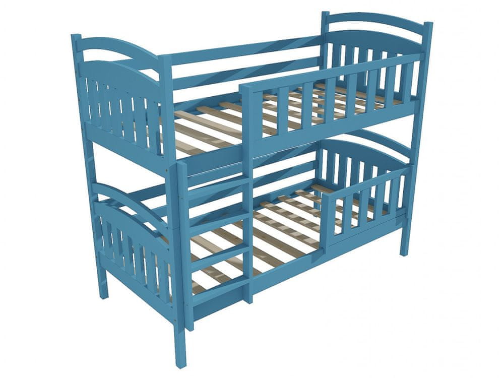 eoshop Poschodová posteľ PP 005 so zábranou (Rozmer: 90 x 180 cm, Priestor medzi lôžkami: 100 cm, Farba dreva: farba modrá)
