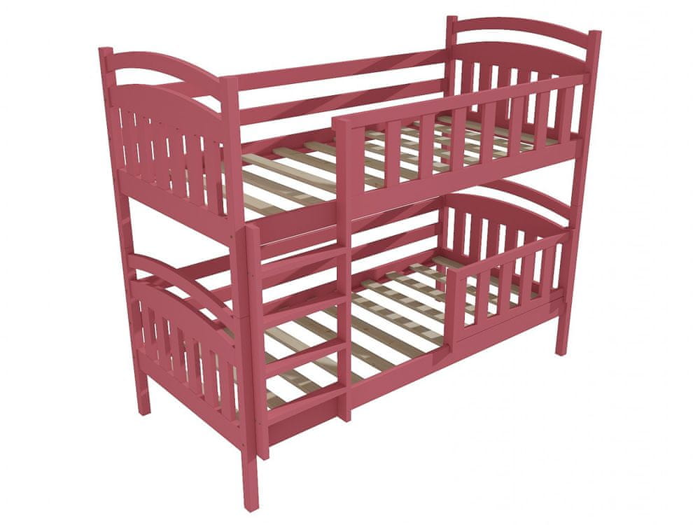 eoshop Poschodová posteľ PP 005 so zábranou (Rozmer: 80 x 190 cm, Priestor medzi lôžkami: 80 cm, Farba dreva: farba ružová)