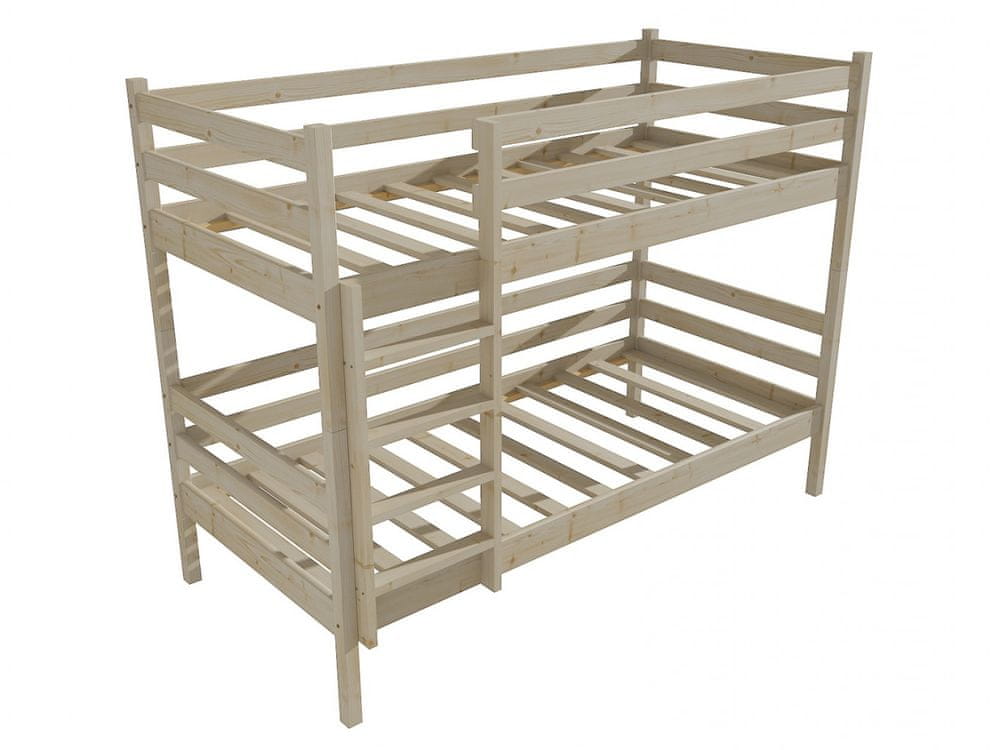 eoshop Poschodová posteľ PP 008 (Rozmer: 80 x 200 cm, Priestor medzi lôžkami: 80 cm, Farba dreva: surové drevo)