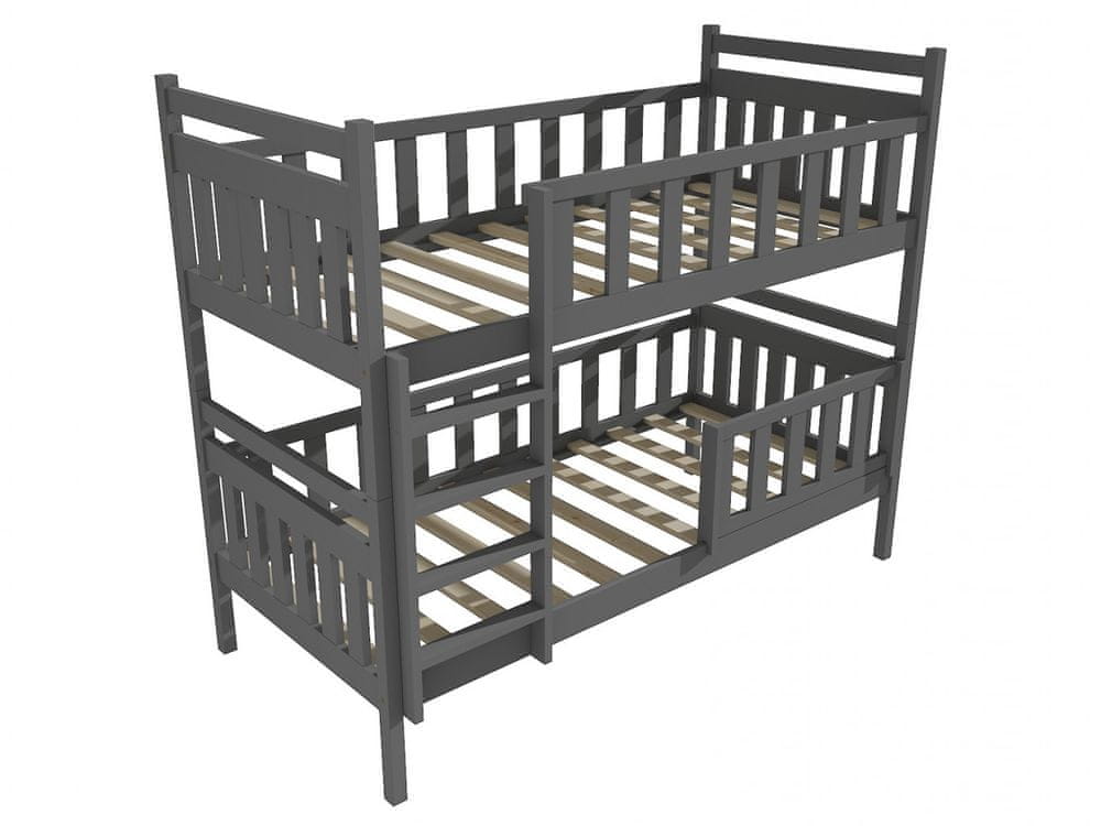 eoshop Poschodová posteľ PP 009 so zábranou (Rozmer: 80 x 190 cm, Priestor medzi lôžkami: 80 cm, Farba dreva: farba sivá)