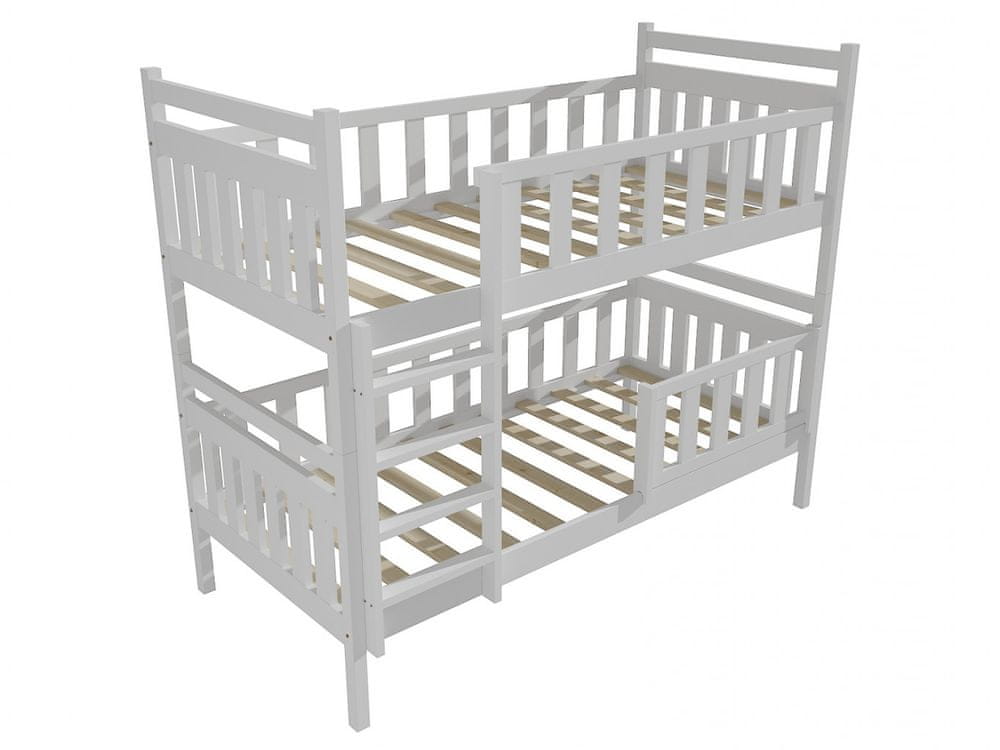 eoshop Poschodová posteľ PP 009 so zábranou (Rozmer: 90 x 190 cm, Priestor medzi lôžkami: 80 cm, Farba dreva: farba biela)