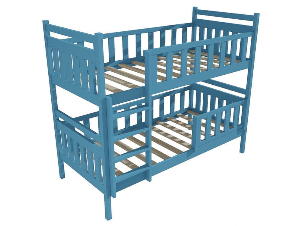 eoshop Poschodová posteľ PP 009 so zábranou (Rozmer: 80 x 180 cm, Priestor medzi lôžkami: 100 cm, Farba dreva: farba modrá)