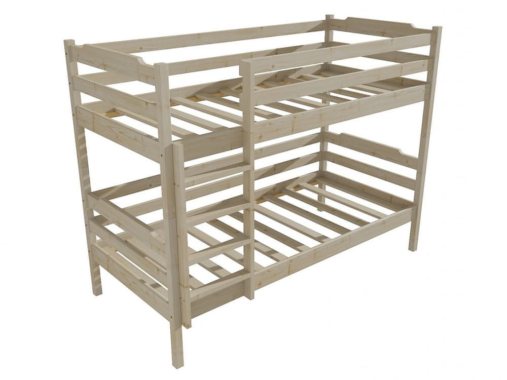 eoshop Poschodová posteľ PP 012 (Rozmer: 90 x 180 cm, Priestor medzi lôžkami: 80 cm, Farba dreva: surové drevo)