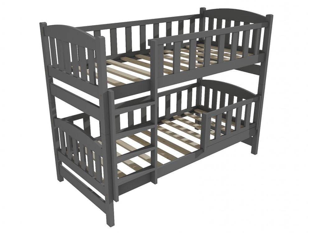 eoshop Poschodová posteľ PP 013 so zábranou (Rozmer: 90 x 190 cm, Priestor medzi lôžkami: 100 cm, Farba dreva: farba sivá)