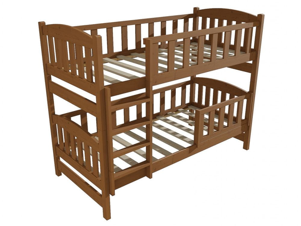 eoshop Poschodová posteľ PP 013 so zábranou (Rozmer: 90 x 180 cm, Priestor medzi lôžkami: 80 cm, Farba dreva: morenie dub)