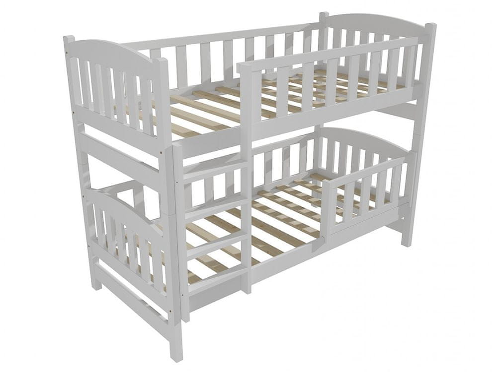 eoshop Poschodová posteľ PP 013 so zábranou (Rozmer: 80 x 200 cm, Priestor medzi lôžkami: 100 cm, Farba dreva: farba biela)