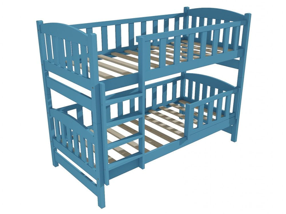 eoshop Poschodová posteľ PP 013 so zábranou (Rozmer: 80 x 200 cm, Priestor medzi lôžkami: 100 cm, Farba dreva: farba modrá)