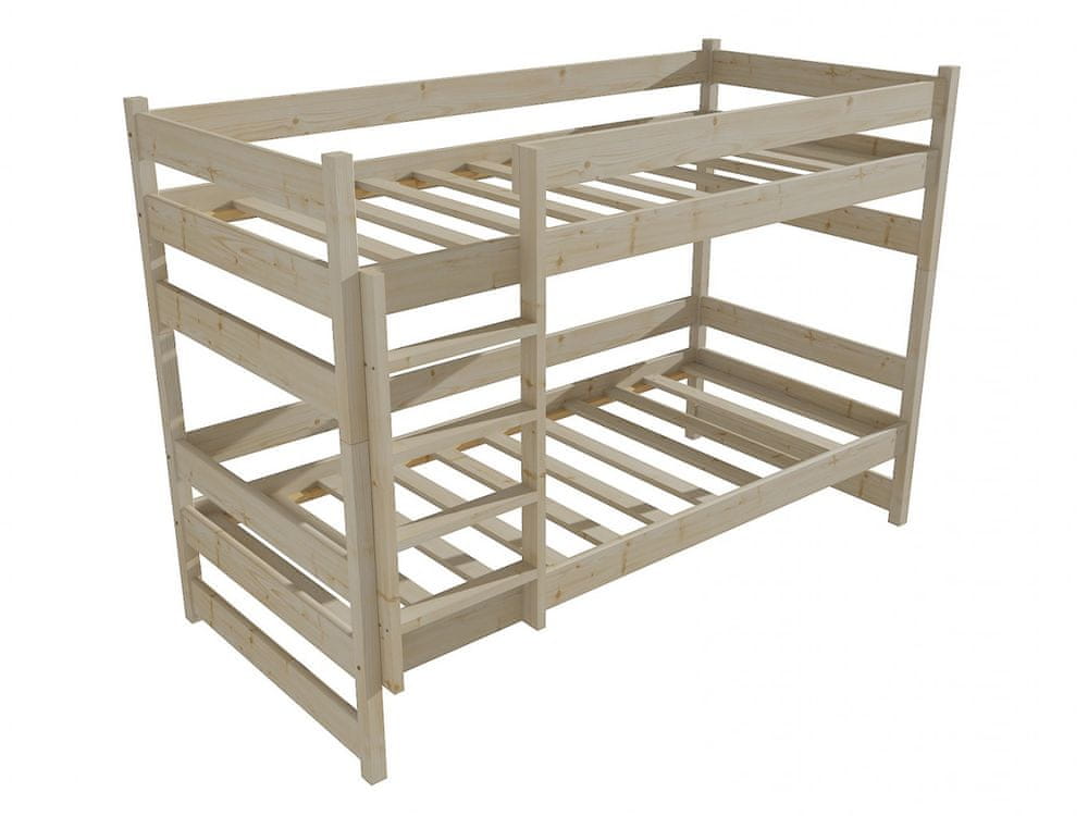 eoshop Poschodová posteľ PP 014 (Rozmer: 80 x 180 cm, Priestor medzi lôžkami: 80 cm, Farba dreva: surové drevo)