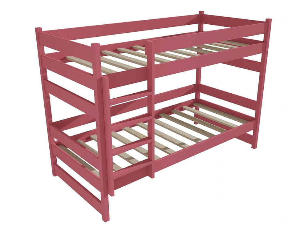eoshop Poschodová posteľ PP 014 (Rozmer: 80 x 190 cm, Priestor medzi lôžkami: 100 cm, Farba dreva: farba ružová)