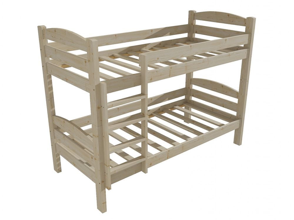 eoshop Poschodová posteľ PP 015 (Rozmer: 80 x 190 cm, Priestor medzi lôžkami: 80 cm, Farba dreva: surové drevo)