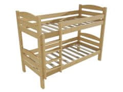 Poschodová posteľ PP 015 (Rozmer: 80 x 200 cm, Priestor medzi lôžkami: 90 cm, Farba dreva: bezfarebný lak)