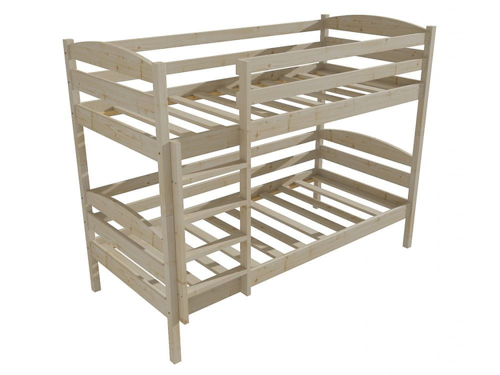 eoshop Poschodová posteľ PP 018 (Rozmer: 90 x 200 cm, Priestor medzi lôžkami: 90 cm, Farba dreva: surové drevo)
