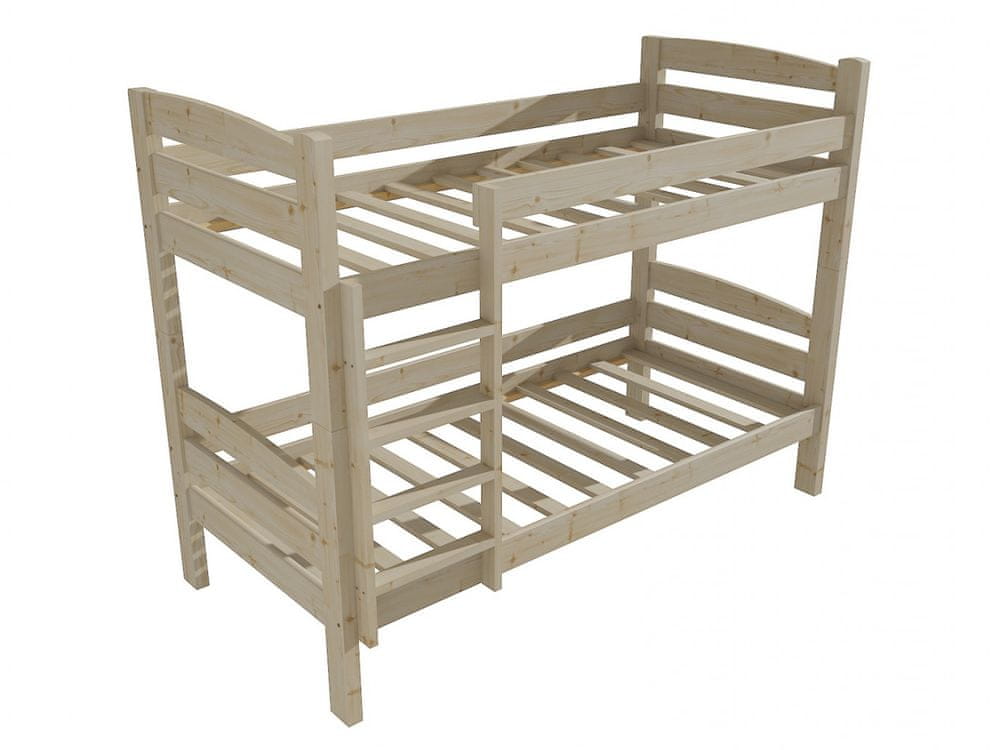eoshop Poschodová posteľ PP 019 (Rozmer: 90 x 200 cm, Priestor medzi lôžkami: 90 cm, Farba dreva: surové drevo)