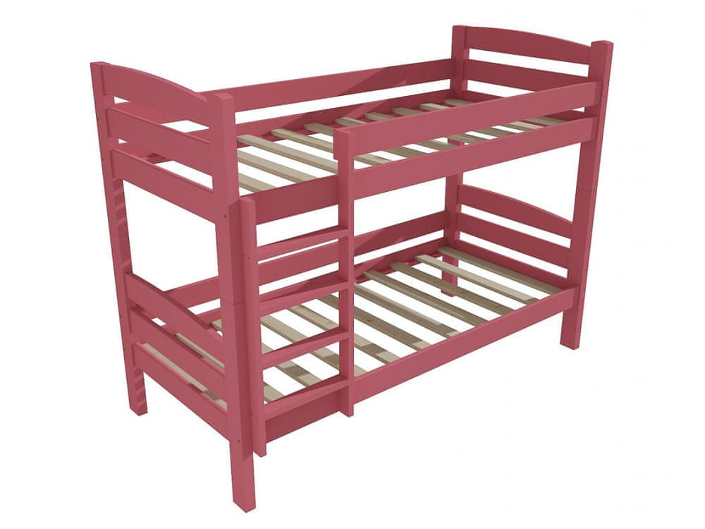 eoshop Poschodová posteľ PP 019 (Rozmer: 80 x 190 cm, Priestor medzi lôžkami: 90 cm, Farba dreva: farba ružová)