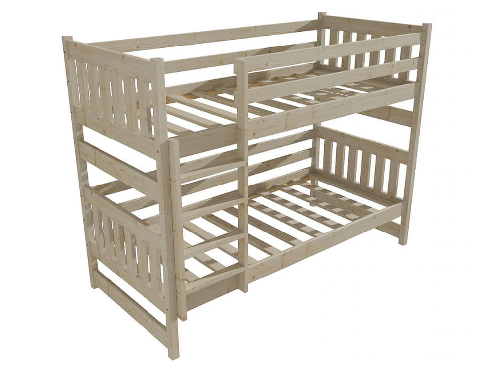eoshop Poschodová posteľ PP 021 (Rozmer: 80 x 200 cm, Priestor medzi lôžkami: 90 cm, Farba dreva: surové drevo)