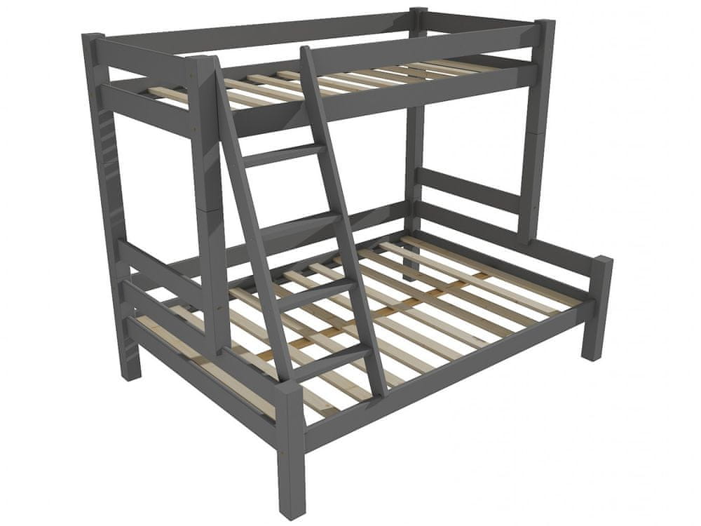 eoshop Poschodová posteľ s rozšíreným spodným lôžkom 8X8 06A (Rozmer: 80/120 x 200 cm, Farba dreva: farba sivá)