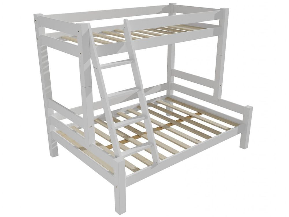 eoshop Poschodová posteľ s rozšíreným spodným lôžkom 8X8 06A (Rozmer: 100/160 x 200 cm, Farba dreva: farba biela)
