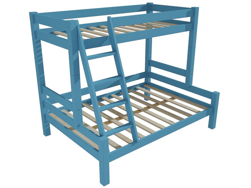 eoshop Poschodová posteľ s rozšíreným spodným lôžkom 8X8 06A (Rozmer: 90/120 x 200 cm, Farba dreva: farba modrá)