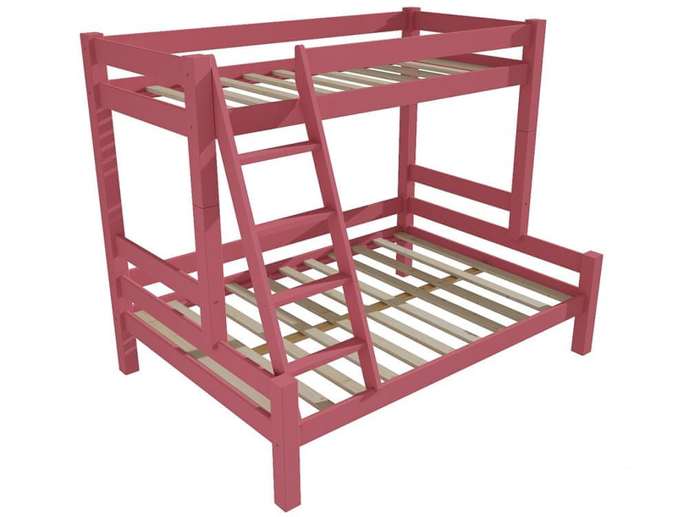 eoshop Poschodová posteľ s rozšíreným spodným lôžkom 8X8 06A (Rozmer: 80/120 x 200 cm, Farba dreva: farba ružová)