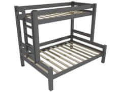 eoshop Poschodová posteľ s rozšíreným spodným lôžkom 8X8 06B (Rozmer: 90/140 x 200 cm, Umiestnenie rebríka: vľavo, Farba dreva: farba sivá)