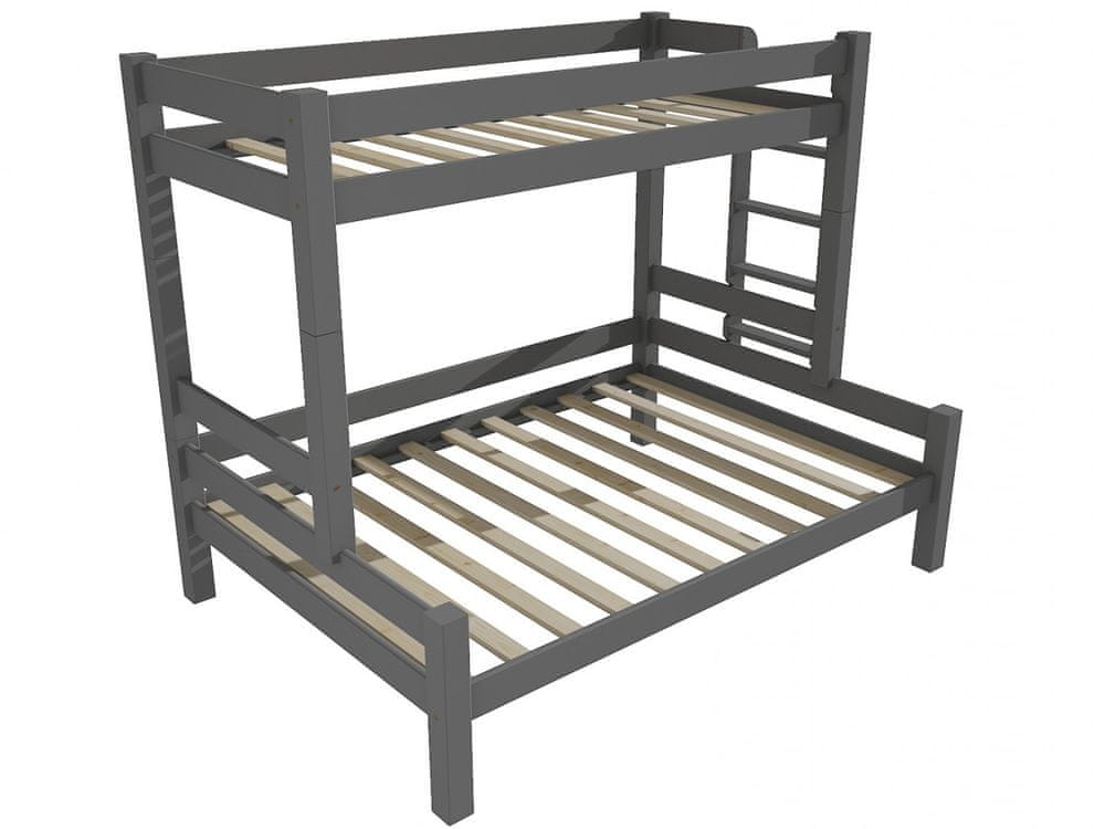 eoshop Poschodová posteľ s rozšíreným spodným lôžkom 8X8 06B (Rozmer: 100/140 x 200 cm, Umiestnenie rebríka: vpravo, Farba dreva: farba sivá)