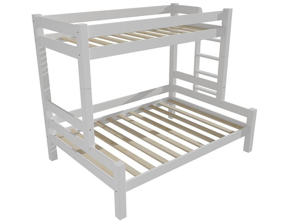 eoshop Poschodová posteľ s rozšíreným spodným lôžkom 8X8 06B (Rozmer: 90/160 x 200 cm, Umiestnenie rebríka: vpravo, Farba dreva: farba biela)