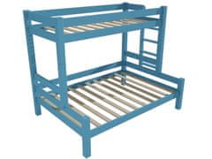 eoshop Poschodová posteľ s rozšíreným spodným lôžkom 8X8 06B (Rozmer: 90/120 x 200 cm, Umiestnenie rebríka: vpravo, Farba dreva: farba modrá)