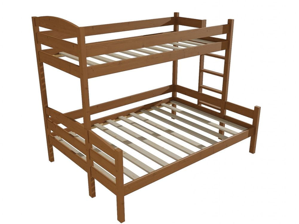 eoshop Poschodová posteľ s rozšíreným spodným lôžkom PPS 001 (Rozmer: 90/140 x 180 cm, Umiestnenie rebríka: vpravo, Farba dreva: morenie dub)