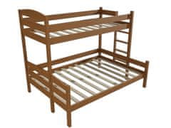 eoshop Poschodová posteľ s rozšíreným spodným lôžkom PPS 001 (Rozmer: 90/140 x 200 cm, Umiestnenie rebríka: vpravo, Farba dreva: morenie dub)