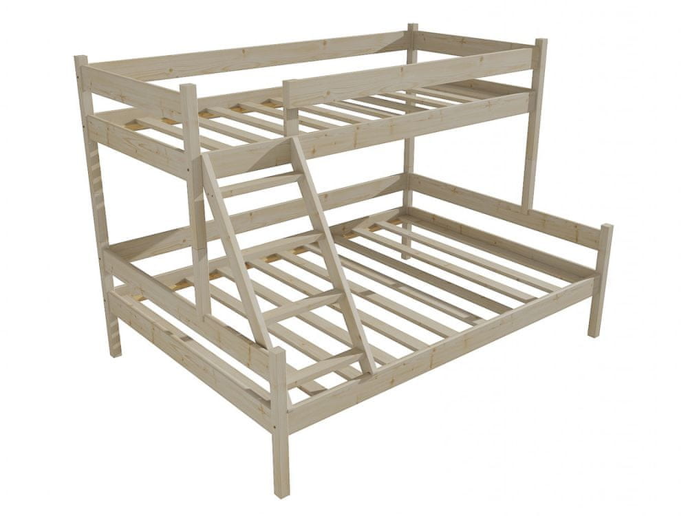 eoshop Poschodová posteľ s rozšíreným spodným lôžkom PPS 002 (Rozmer: 90/140 x 200 cm, Farba dreva: surové drevo)