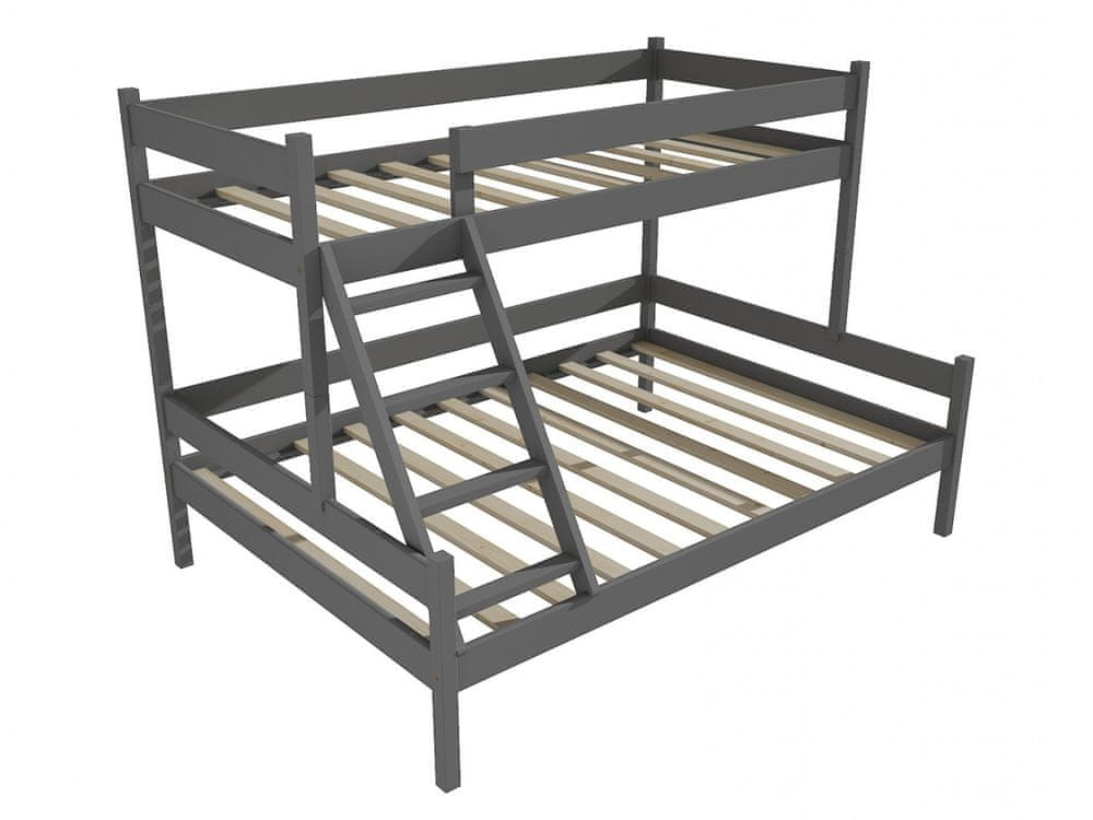 eoshop Poschodová posteľ s rozšíreným spodným lôžkom PPS 002 (Rozmer: 90/120 x 200 cm, Farba dreva: farba sivá)