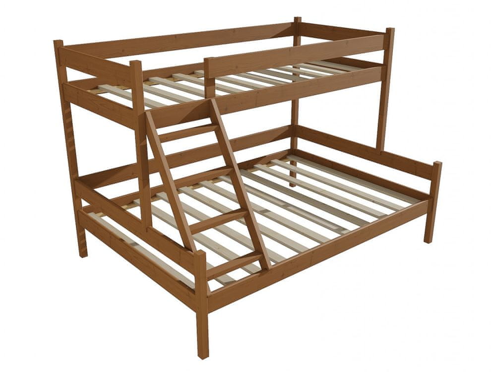 eoshop Poschodová posteľ s rozšíreným spodným lôžkom PPS 002 (Rozmer: 100/120 x 200 cm, Farba dreva: morenie dub)
