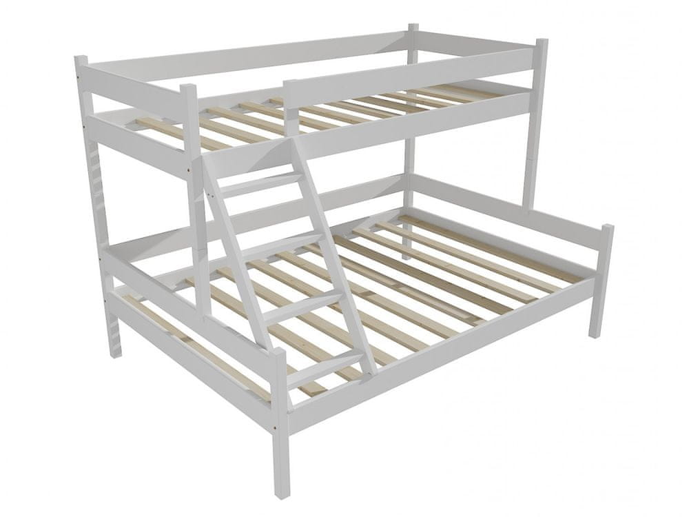 eoshop Poschodová posteľ s rozšíreným spodným lôžkom PPS 002 (Rozmer: 90/140 x 200 cm, Farba dreva: farba biela)