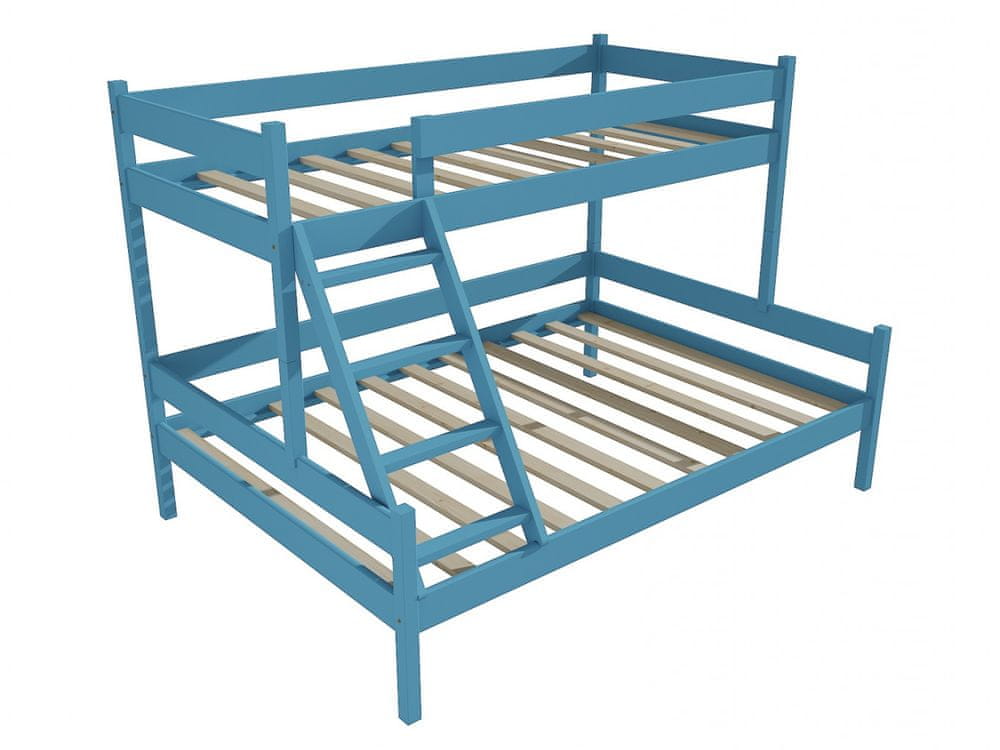 eoshop Poschodová posteľ s rozšíreným spodným lôžkom PPS 002 (Rozmer: 100/140 x 180 cm, Farba dreva: farba modrá)