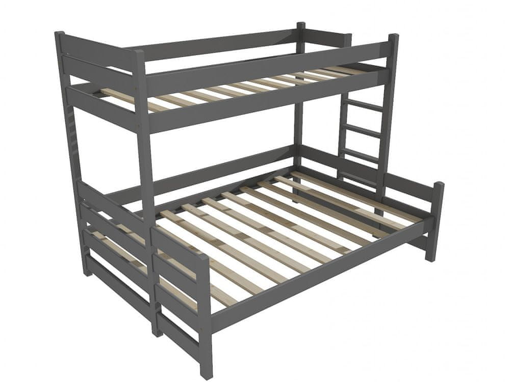 eoshop Poschodová posteľ s rozšíreným spodným lôžkom PPS 003 (Rozmer: 100/160 x 200 cm, Umiestnenie rebríka: vpravo, Farba dreva: farba sivá)