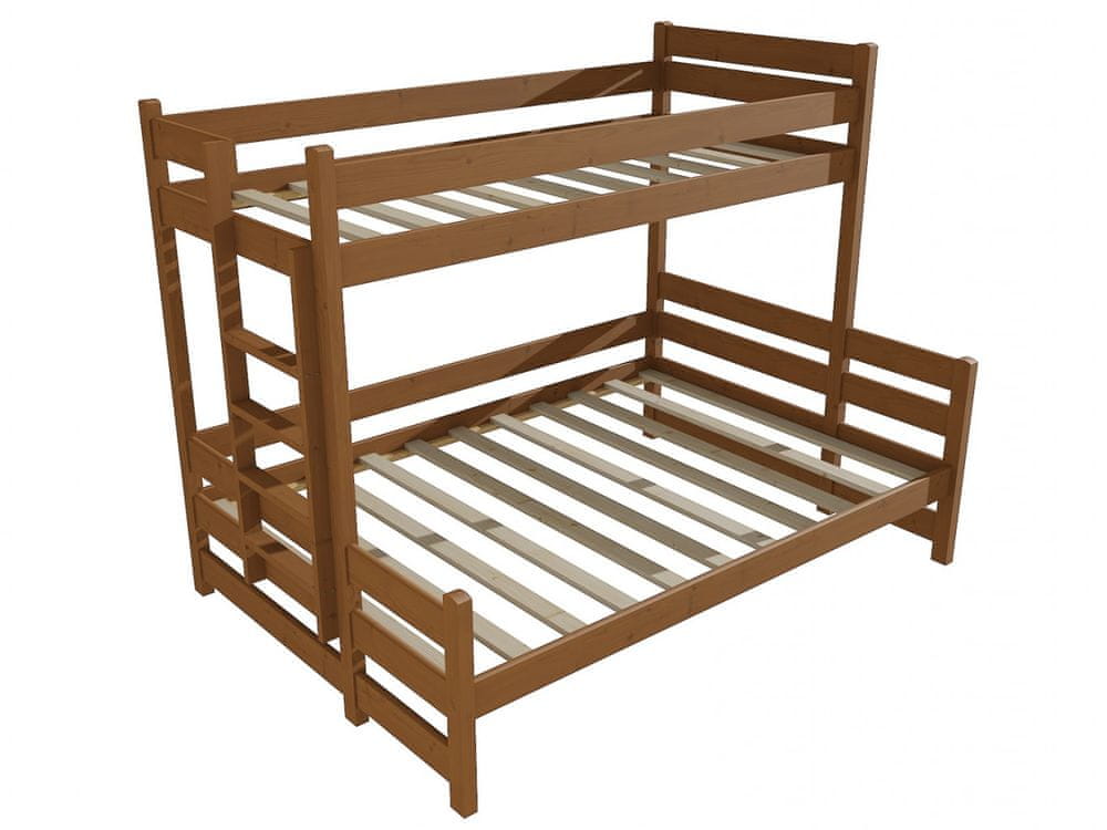 eoshop Poschodová posteľ s rozšíreným spodným lôžkom PPS 003 (Rozmer: 90/140 x 200 cm, Umiestnenie rebríka: vľavo, Farba dreva: morenie dub)