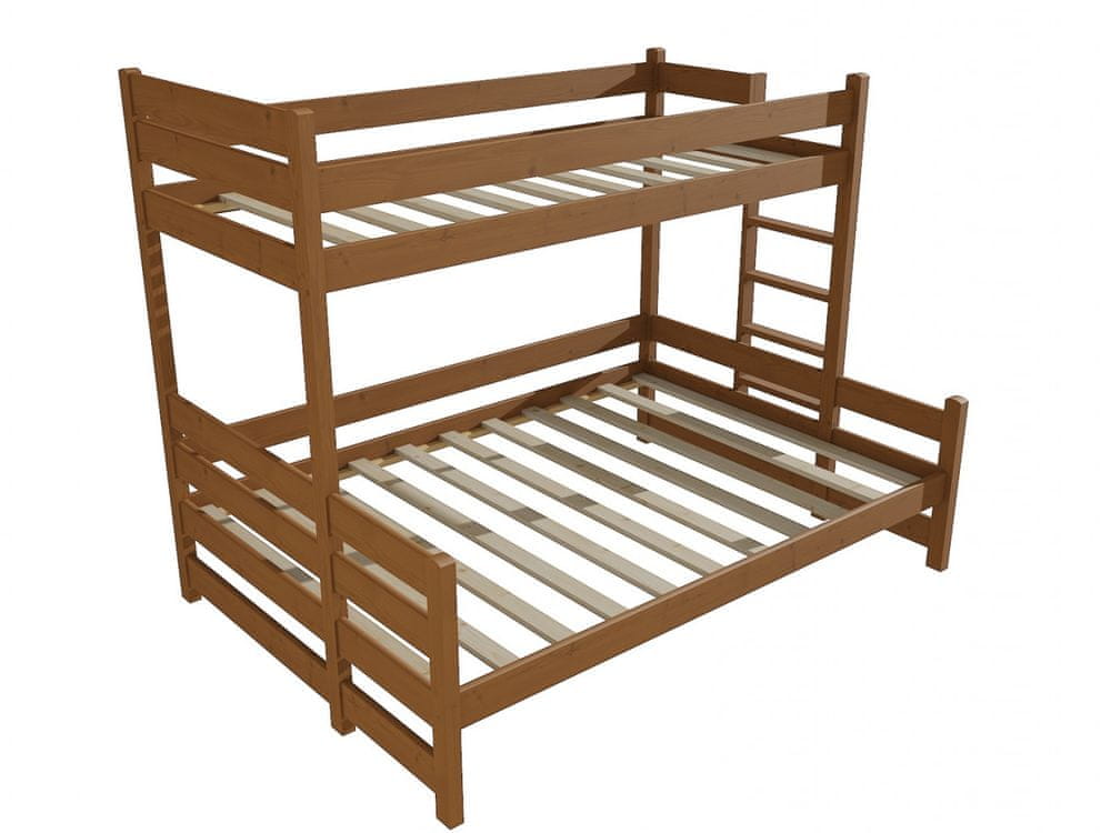 eoshop Poschodová posteľ s rozšíreným spodným lôžkom PPS 003 (Rozmer: 100/120 x 200 cm, Umiestnenie rebríka: vpravo, Farba dreva: morenie dub)