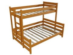 eoshop Poschodová posteľ s rozšíreným spodným lôžkom PPS 003 (Rozmer: 90/140 x 200 cm, Umiestnenie rebríka: vľavo, Farba dreva: morenie jelša)