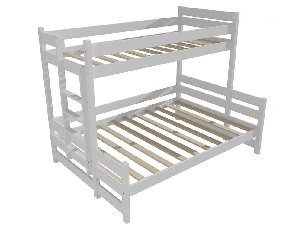 eoshop Poschodová posteľ s rozšíreným spodným lôžkom PPS 003 (Rozmer: 90/160 x 200 cm, Umiestnenie rebríka: vľavo, Farba dreva: farba biela)
