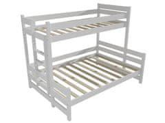 eoshop Poschodová posteľ s rozšíreným spodným lôžkom PPS 003 (Rozmer: 90/120 x 200 cm, Umiestnenie rebríka: vľavo, Farba dreva: farba biela)