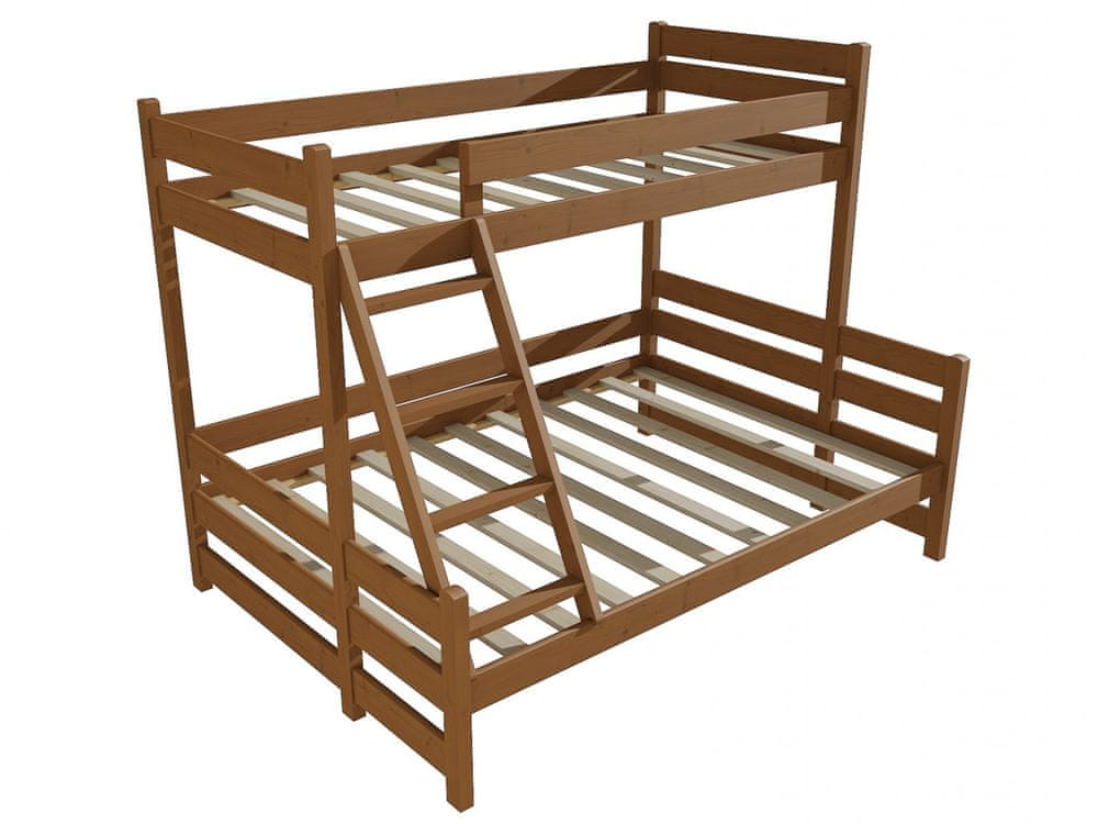 eoshop Poschodová posteľ s rozšíreným spodným lôžkom PPS 004 (Rozmer: 100/140 x 180 cm, Farba dreva: morenie dub)