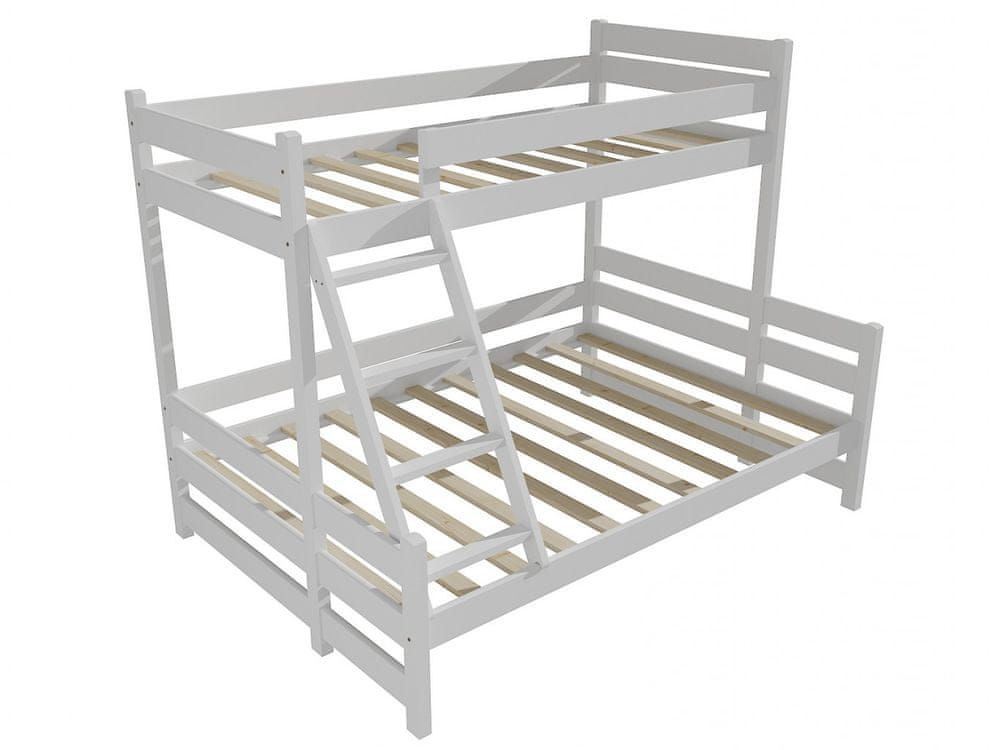 eoshop Poschodová posteľ s rozšíreným spodným lôžkom PPS 004 (Rozmer: 100/120 x 180 cm, Farba dreva: farba biela)