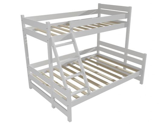 eoshop Poschodová posteľ s rozšíreným spodným lôžkom PPS 004 (Rozmer: 90/120 x 200 cm, Farba dreva: farba biela)