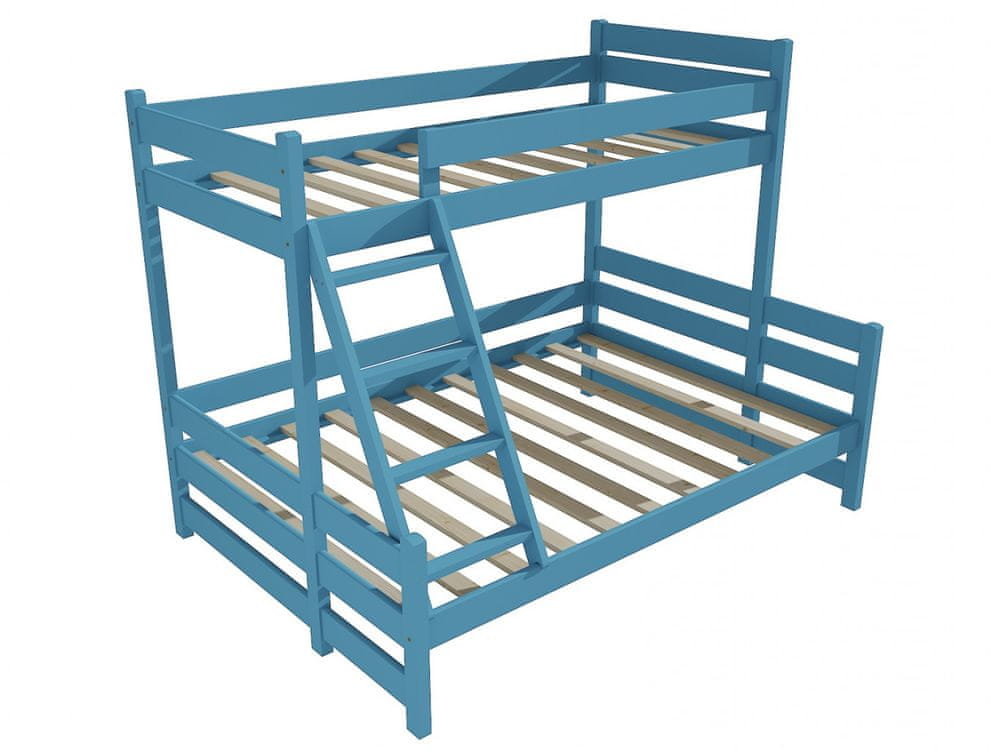 eoshop Poschodová posteľ s rozšíreným spodným lôžkom PPS 004 (Rozmer: 100/120 x 200 cm, Farba dreva: farba modrá)