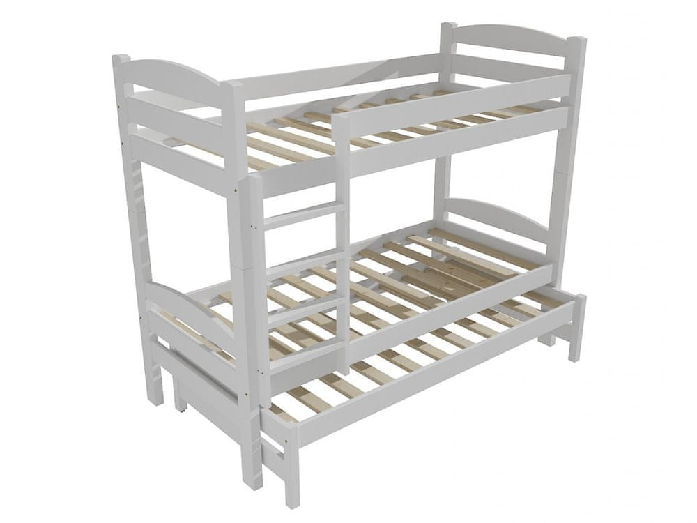 eoshop Poschodová posteľ s výsuvnou prístelkou PPV 010 (Rozmer: 90 x 200 cm, Priestor medzi lôžkami: 100 cm, Farba dreva: farba biela)