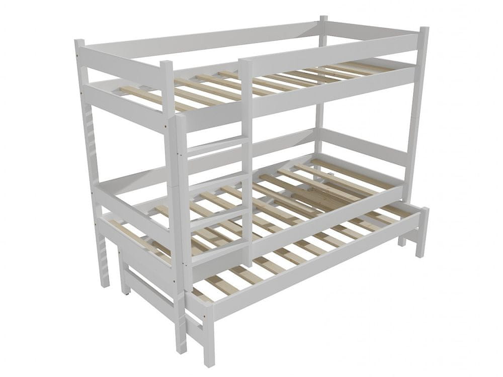eoshop Poschodová posteľ s výsuvnou prístelkou PPV 013 (Rozmer: 80 x 200 cm, Priestor medzi lôžkami: 80 cm, Farba dreva: farba biela)