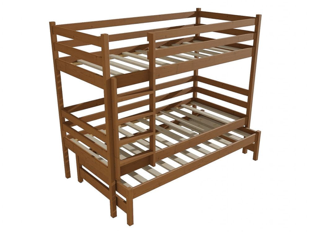 eoshop Poschodová posteľ s výsuvnou prístelkou PPV 015 (Rozmer: 80 x 180 cm, Priestor medzi lôžkami: 80 cm, Farba dreva: morenie dub)