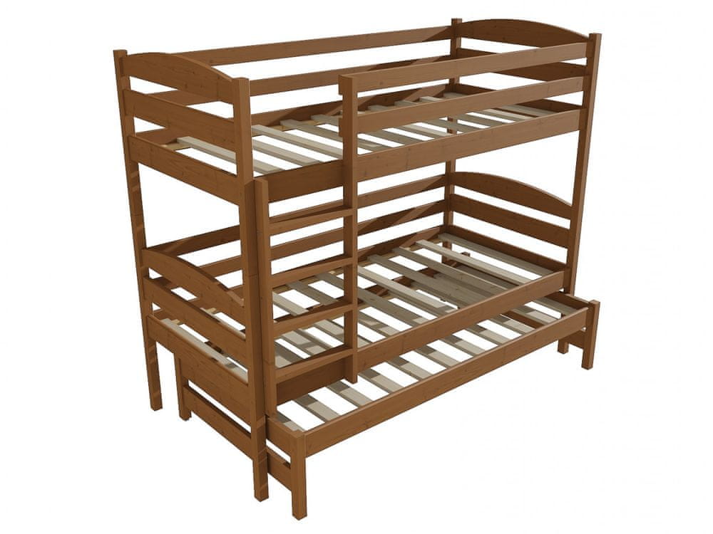 eoshop Poschodová posteľ s výsuvnou prístelkou PPV 016 (Rozmer: 80 x 180 cm, Priestor medzi lôžkami: 80 cm, Farba dreva: morenie dub)