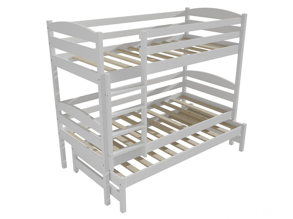 eoshop Poschodová posteľ s výsuvnou prístelkou PPV 016 (Rozmer: 80 x 180 cm, Priestor medzi lôžkami: 100 cm, Farba dreva: farba biela)