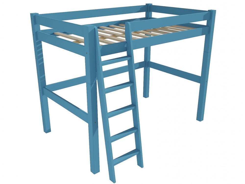 eoshop Poschodová zvýšená posteľ 8X8 04B (Rozmer: 120 x 200 cm, Farba dreva: farba modrá)